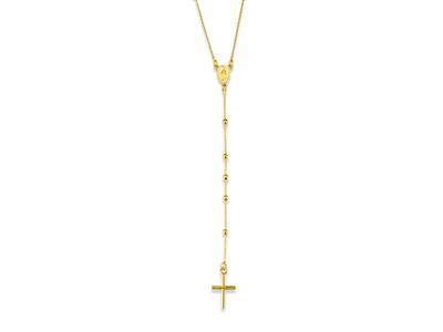 Collana Di Sfere Del Rosario Da 1,8 Mm, Croce E Vergine Miracolosa, 60 + 9,5 Cm, Oro Giallo 18 Ct. - Immagine Standard - 1