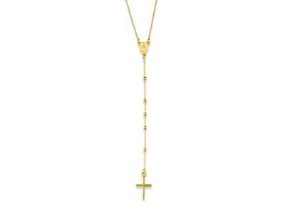 Collana Di Sfere Del Rosario Da 1,8 Mm, Croce E Vergine Miracolosa, 60  9,5 Cm, Oro Giallo 18 Ct.