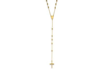 Collana Di Palline Del Rosario 3 Mm, Vergine Maria, 62 + 12 Cm, Oro Giallo 18k - Immagine Standard - 1