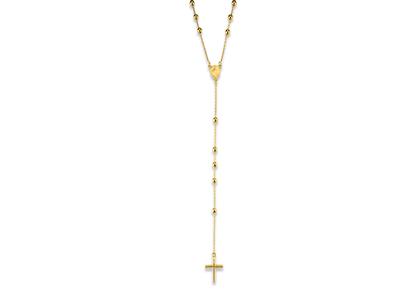 Collana Di Palline Del Rosario 3 Mm, Vergine Maria, 62 + 12 Cm, Oro Giallo 18k - Immagine Standard - 1