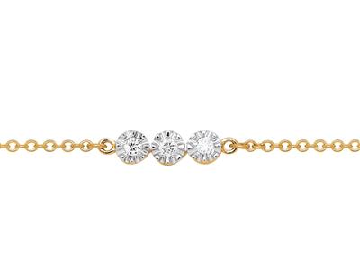 Bracciale Con 3 Losanghe Incastonate A Illusione, Diamanti 0,03ct, 16-17-18 Cm, Oro Giallo 18 Ct. - Immagine Standard - 2