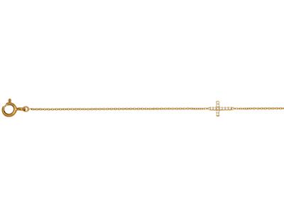 Bracciale Croce Su Catena, Diamanti0,04 Ct, 15-17-18 Cm, Oro Giallo 1 8 Kt