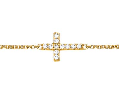 Bracciale A Catena Con Croce, Diamanti 0,04ct, 15-17-18 Cm, Oro Giallo 18 Ct. - Immagine Standard - 2