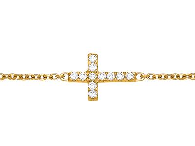 Bracciale Croce Su Catena, Diamanti0,04 Ct, 15-17-18 Cm, Oro Giallo 1 8 Kt - Immagine Standard - 2