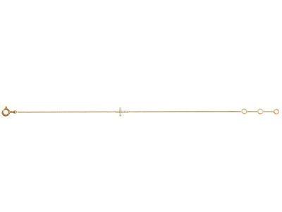 Bracciale Croce Su Catena, Diamanti0,04 Ct, 15-17-18 Cm, Oro Giallo 1 8 Kt - Immagine Standard - 3