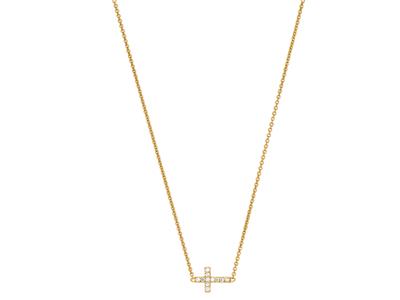 Collana Con Croce Su Catena, Diamanti 0,04 Ct, 38-40 Cm, Oro Giallo 18kt - Immagine Standard - 3