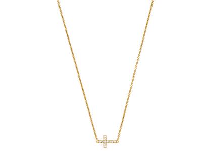 Collana Croce Su Catena, Diamanti 0,04ct, 38-40 Cm, Oro Giallo 18 Ct. - Immagine Standard - 3