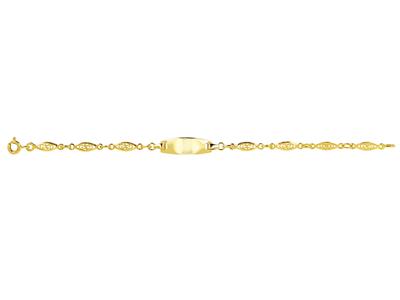 Baby Id Maglia Filigranata 3,4 Mm, Piastrina 18 X 6 Mm, 14 Cm, Oro Giallo 18 Ct.