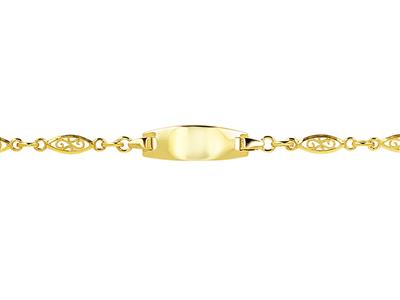 Baby Id Maglia Filigranata 3,4 Mm, Piastrina 18 X 6 Mm, 14 Cm, Oro Giallo 18 Ct. - Immagine Standard - 2