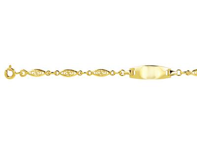 Baby Id Maglia Filigranata 3,4 Mm, Piastrina 18 X 6 Mm, 14 Cm, Oro Giallo 18 Ct. - Immagine Standard - 3