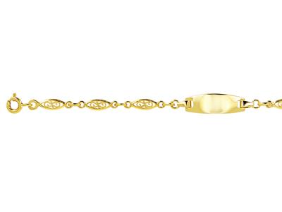 Baby Id Maglia Filigranata 3,4 Mm, Piastrina 18 X 6 Mm, 14 Cm, Oro Giallo 18 Ct. - Immagine Standard - 3