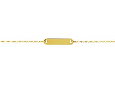 Junior Identity Forçat Maglia Rotonda 1 Mm, Placca Rettangolare 19 X 4 Mm, 16/18 Cm, Oro Giallo 18 Ct. - Immagine Standard - 2