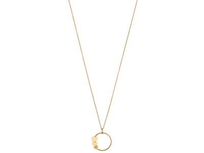 Catena E Ciondolo A Cerchio 3 Cuori 15 Mm, 42 Cm, Oro Giallo 18 Ct.