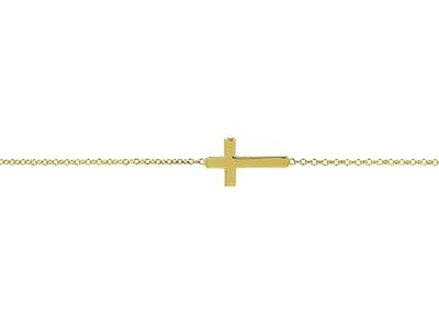 Bracciale Con Croce Su Catena, 18 Cm, Oro Giallo 18 Carati - Immagine Standard - 2