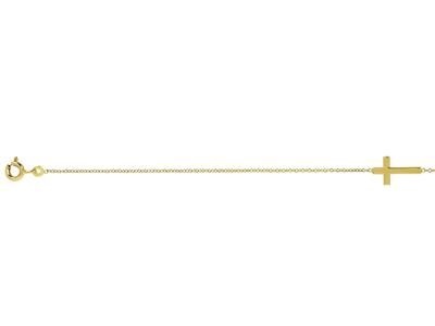 Bracciale Con Croce Su Catena, 18 Cm, Oro Giallo 18 Carati - Immagine Standard - 3