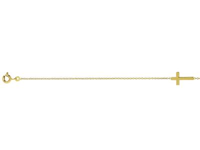 Bracciale Croce Su Catena, 18 Cm, Oro Giallo 18 Carati - Immagine Standard - 3