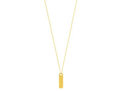 Collana A Catena Con Pendente A Placca Rettangolare, 42 Cm, Oro Giallo18 Carati