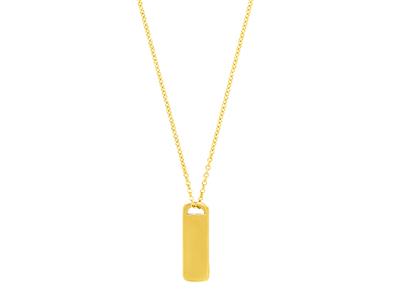 Collana A Catena Con Pendente A Placca Rettangolare, 42 Cm, Oro Giallo18 Carati - Immagine Standard - 2