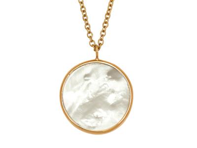 Collana A Catena E Pendente Rotondoin Madreperla, 42 Cm, Oro Giallo 1 8 Carati - Immagine Standard - 2