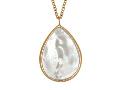 Collana A Catena E Pendente Con Madreperla A Goccia, 42 Cm, Oro Giallo18 Carati - Immagine Standard - 2