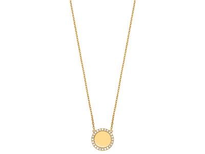Collana Jeton Con Diamanti 0,19ct, 42 Cm, Oro Giallo 18 Carati