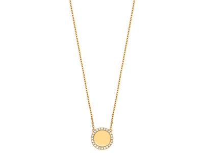 Collana Jeton Con Diamanti 0,19ct, 42 Cm, Oro Giallo 18 Carati