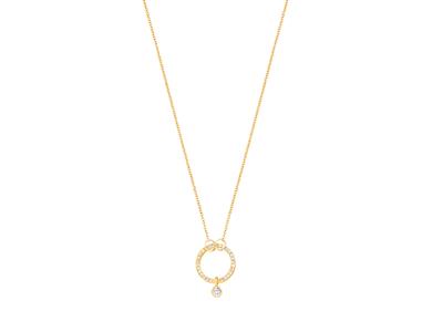 Collana Circle Con Pendente Di Diamanti 0,09ct, 40-41-42 Cm, Oro Giallo 18 Ct.