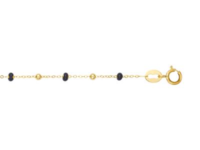 Bracciale Con Palline Nere, 17-18 Cm, Oro Giallo 18 Carati