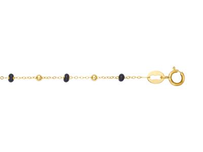 Bracciale Con Sfere Nere, 17-18 Cm, Oro Giallo 18 Carati