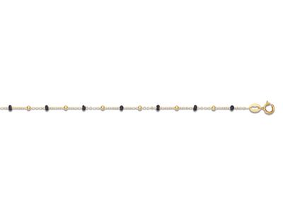 Bracciale Con Palline Nere, 17 Cm, Oro Giallo 18 Carati