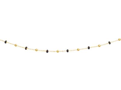 Collana Con Palline Nere, 42 Cm, Oro Giallo 18 Carati