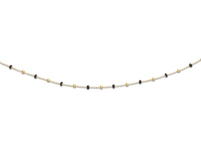 Collana-Di-Sfere-Nere,-45-Cm,-Oro--Gi...