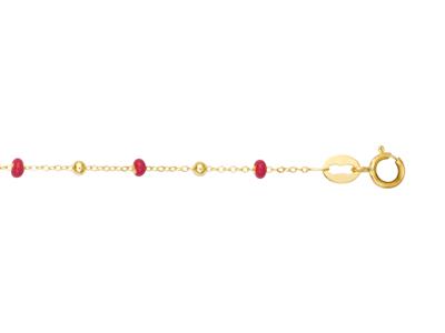Bracciale Palline Rosse, 17-18 Cm, Oro Giallo 18 Carati