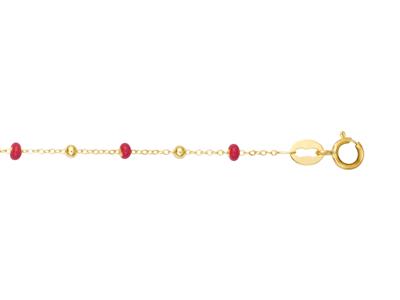 Bracciale Con Sfere Rosse, 17-18 Cm, Oro Giallo 18 Carati