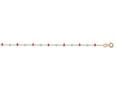 Bracciale Con Sfere Rosse, 17 Cm, Oro Giallo 18 Carati