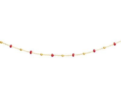 Collana-Palline-Rosse,-42-Cm,-Oro--Gi...