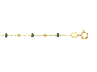 Bracciale Con Palline Verdi, 17-18 Cm, Oro Giallo 18 Carati