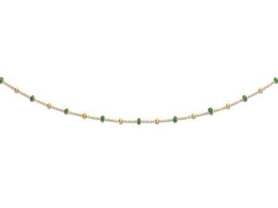 Collana Palline Verdi, 45 Cm, Oro Giallo 18 Carati