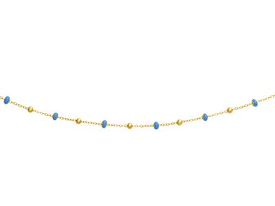 Collana Con Perle Blu, 42 Cm, Oro Giallo 18 Carati