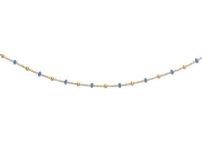 Collana Di Sfere Blu, 45 Cm, Oro Giallo 18 Carati