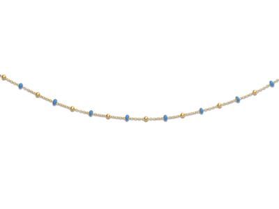 Collana Con Palline Blu, 45 Cm, Orogiallo 18 Carati