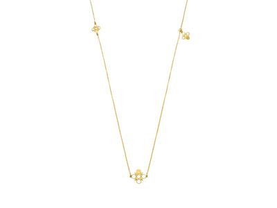 Collana Lunga Con 2 Pendenti, 80 Cm, Oro Giallo 18 Carati