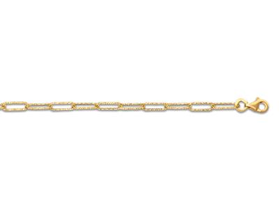 Bracciale, Maglia Rettangolare Martellata 3 Mm, 19 Cm, Oro Giallo 18 Carati