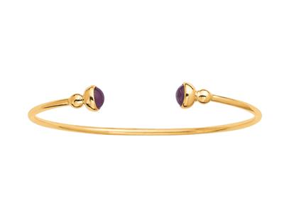 Bracciale Rigido Aperto, Tubo Cavo,2 Rubini 0,54 Ct, 58 X 48 Mm, Oro Giallo 18 Kt
