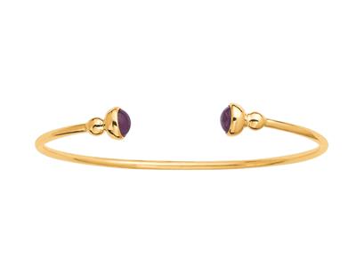 Bracciale Jonc Aperto, Tubo Cavo, 2 Rubini 0,54ct, 58 X 48 Mm, Oro Giallo 18 Carati