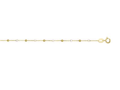 Bracciale Con Sfere Bianche, 17-18 Cm, Oro Giallo 18 Carati