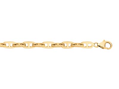 Bracciale, Maglia Marina Liscia E Gadroonata, 5,50 Mm, 19 Cm, Oro Giallo 18 Carati