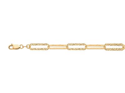 Bracciale A Maglie Rettangolo Piatto Martellato 6 Mm, 19 Cm, Oro Giallo 18 Carati - Immagine Standard - 1