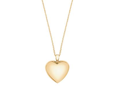 Collana Con Ciondolo Cuore A Cupola Satinato/lucido 24 Mm, 44 Cmm, Oro Giallo 18k - Immagine Standard - 2