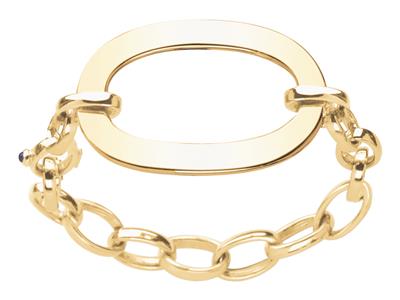 Bracciale A Maglie Ovali Traforate Design A Rettangolo Con Tubo Ovale Piatto Da 5 Mm, 18,50 Cm, Oro Giallo 18 Ct.